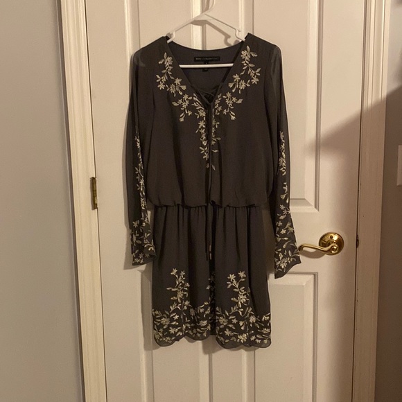 White House Black Market Dresses & Skirts - White House Black Market: Graphite in color with silver floral appliqué.